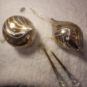 North Pole Trading Co Gold, Silver, Glitter Ornaments